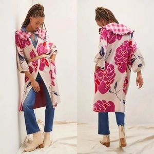 Anthropologie Bel Kazan Floral Collared Duster Cardigan - One Size